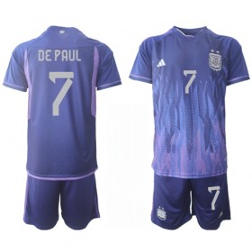 Camisetas Argentina Rodrigo de Paul 7 Segunda Copa Mundial 2022 - Niño (+ Pantalones)